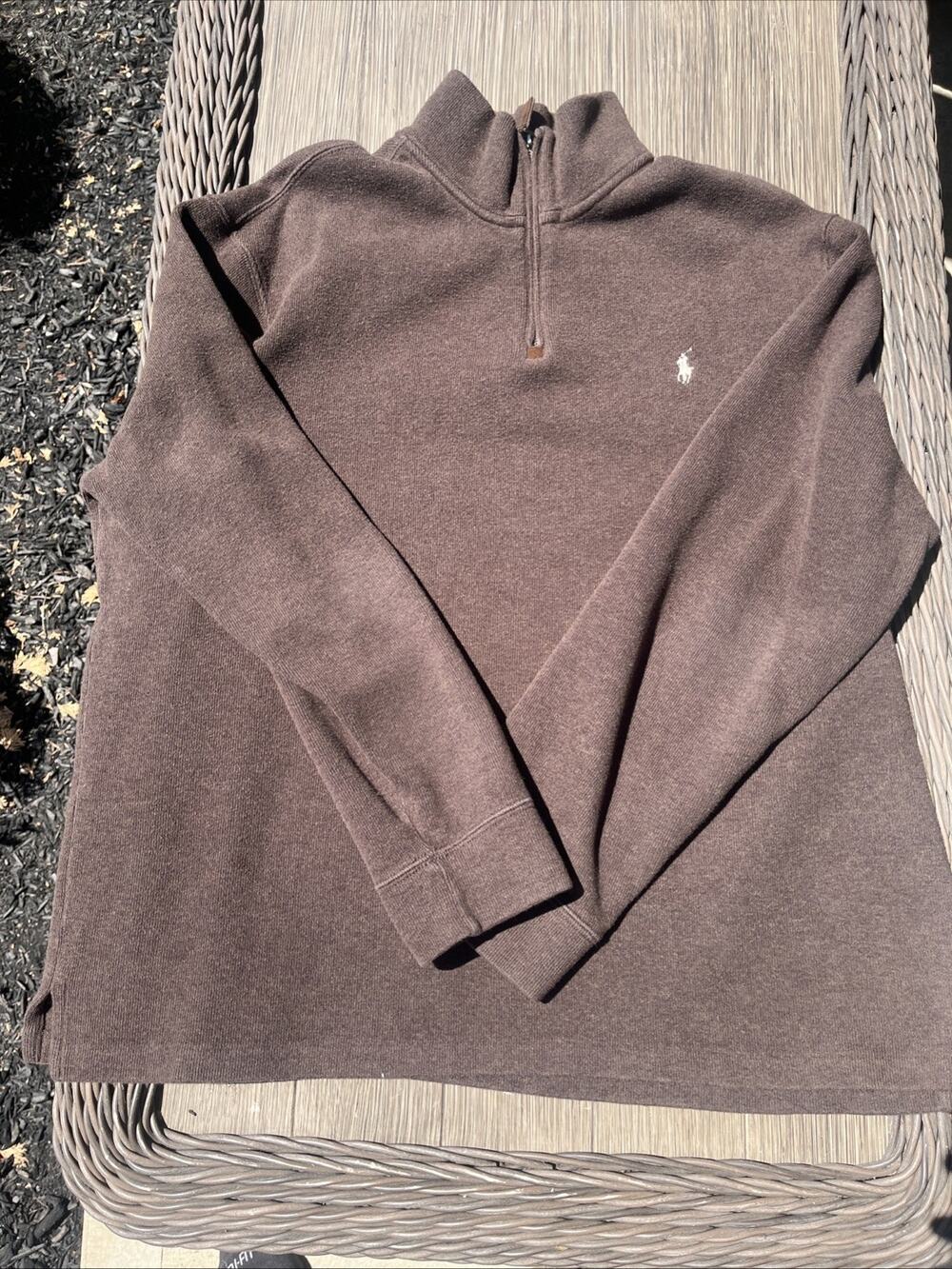 Polo Ralph Lauren Luxury Jersey Quarter-Zip Pullover Brown XXL